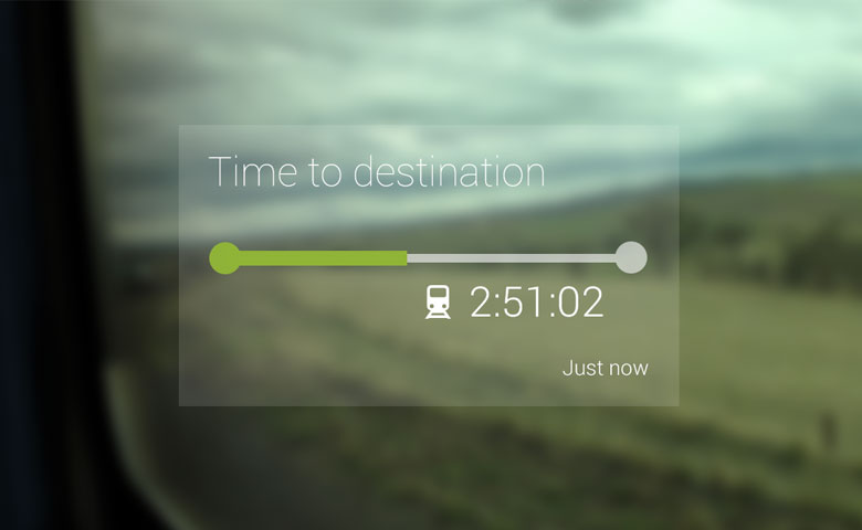 Google Glass gives travel information about your journey.