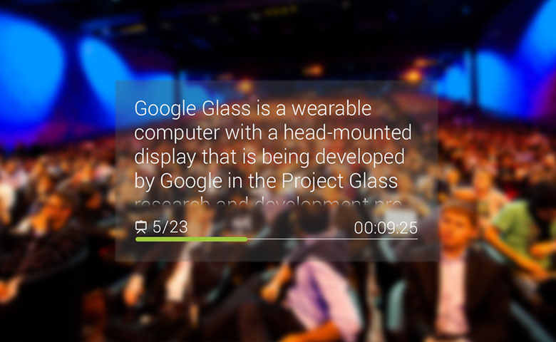 Google Glass shows presentation slides.