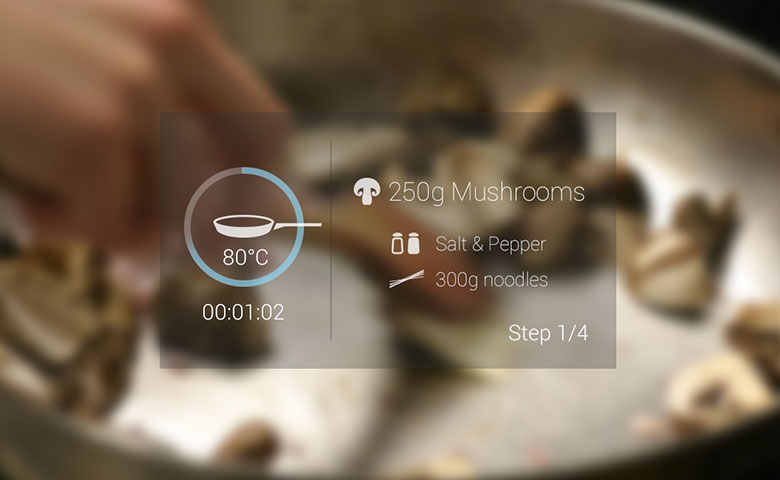 Google Glass gives you instructions how to cook a particular meal.